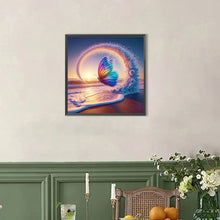 Load image into Gallery viewer, AB Diamond Painting - Full Round - Colorful butterfly on the beach (40*40CM)