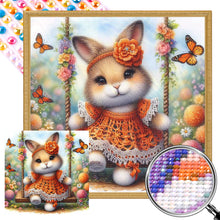 Load image into Gallery viewer, AB Diamond Painting - Full Round - Rabbit on swing (30*30CM)