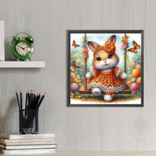 Load image into Gallery viewer, AB Diamond Painting - Full Round - Rabbit on swing (30*30CM)