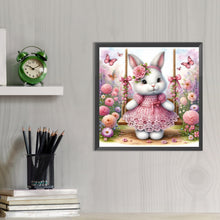Load image into Gallery viewer, AB Diamond Painting - Full Round - Rabbit on swing (30*30CM)