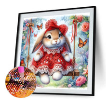 Load image into Gallery viewer, AB Diamond Painting - Full Round - Rabbit on swing (30*30CM)