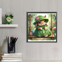 Load image into Gallery viewer, AB Diamond Painting - Full Round - Rabbit on swing (30*30CM)