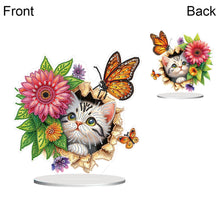 Load image into Gallery viewer, Flowers Kitten Table Top Diamond Painting Ornament Kits Desktop Diamond Art Kits