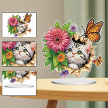 Load image into Gallery viewer, Flowers Kitten Table Top Diamond Painting Ornament Kits Desktop Diamond Art Kits