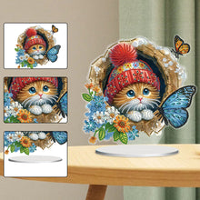 Load image into Gallery viewer, Flowers Kitten Table Top Diamond Painting Ornament Kits Desktop Diamond Art Kits