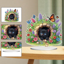 Load image into Gallery viewer, Flowers Kitten Table Top Diamond Painting Ornament Kits Desktop Diamond Art Kits