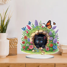 Load image into Gallery viewer, Flowers Kitten Table Top Diamond Painting Ornament Kits Desktop Diamond Art Kits