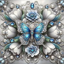 Load image into Gallery viewer, AB Diamond Painting - Full Round - White flower butterfly (30*30CM)