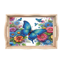 Load image into Gallery viewer, Wooden Butterfly and Flowers 5D DIY Diamond Painting Serving Tray for Home Decor