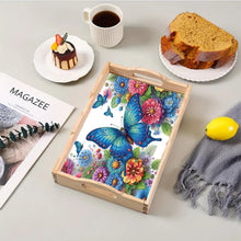 Load image into Gallery viewer, Wooden Butterfly and Flowers 5D DIY Diamond Painting Serving Tray for Home Decor