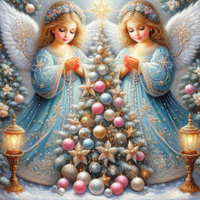 Load image into Gallery viewer, Diamond Painting - Full Round - Christmas tree and angel (40*40CM)