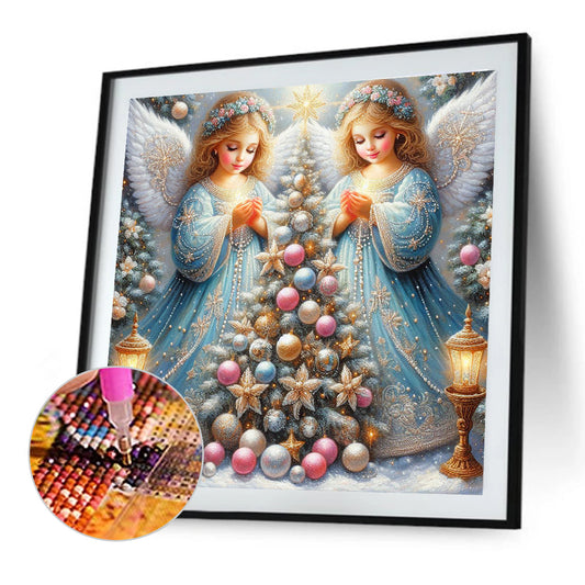 Diamond Painting - Full Round - Christmas tree and angel (40*40CM)