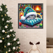 Load image into Gallery viewer, Diamond Painting - Full Round - Christmas cat (40*40CM)