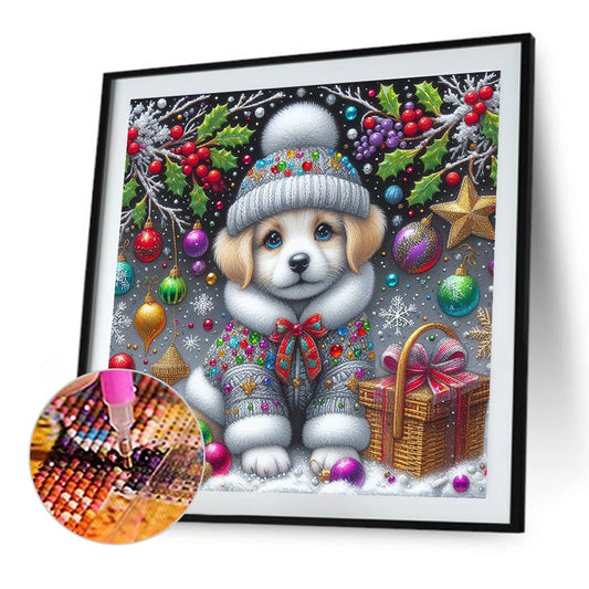 Diamond Painting - Full Round - Christmas dog (40*40CM)
