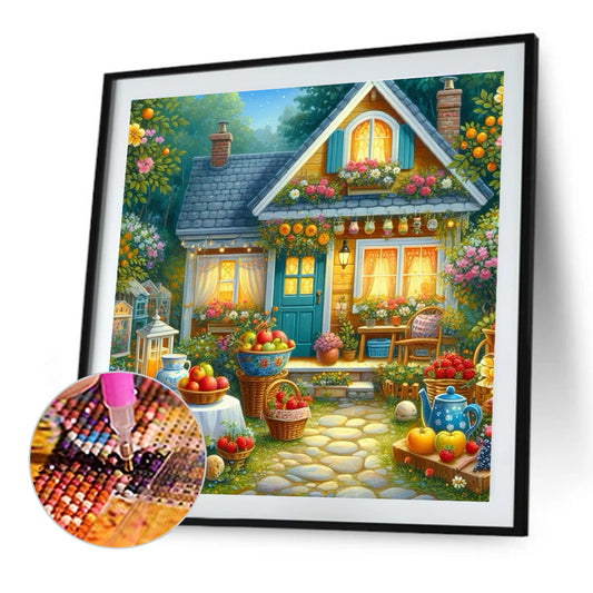 Diamond Painting - Full Round - Flower and fruit house front yard (40*40CM)