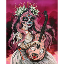 Load image into Gallery viewer, Diamond Painting - Full Round - Girl with pink hair in ghost makeup (40*50CM)