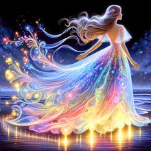 Load image into Gallery viewer, AB Diamond Painting - Full Round - Girl in a long skirt on the beach (40*40CM)