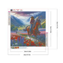 Load image into Gallery viewer, Diamond Painting - Full Round - Riding a horse to see the sea of ??flowers (40*40CM)