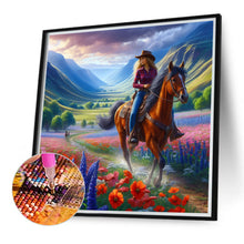 Load image into Gallery viewer, Diamond Painting - Full Round - Riding a horse to see the sea of ??flowers (40*40CM)