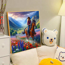 Load image into Gallery viewer, Diamond Painting - Full Round - Riding a horse to see the sea of ??flowers (40*40CM)