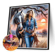 Load image into Gallery viewer, Diamond Painting - Full Round - Cowboy girl at sunset (40*40CM)