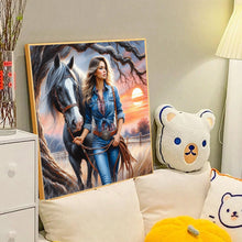 Load image into Gallery viewer, Diamond Painting - Full Round - Cowboy girl at sunset (40*40CM)