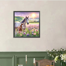 Load image into Gallery viewer, Diamond Painting - Full Round - Horse in a prairie flower field (40*40CM)