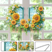 Load image into Gallery viewer, Acrylic DIY Diamond Painting Hanging Pendant Home Decor (Sunflower Window)