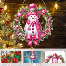 Load image into Gallery viewer, Acrylic DIY Diamond Painting Hanging Pendant Home Decor (Snowman Wreath)