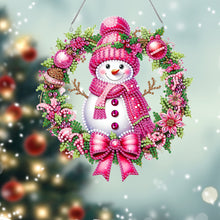 Load image into Gallery viewer, Acrylic DIY Diamond Painting Hanging Pendant Home Decor (Snowman Wreath)