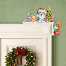 Load image into Gallery viewer, Wooden Christmas Cat DIY Diamond Painting Door Topper Decor for Party Ornament