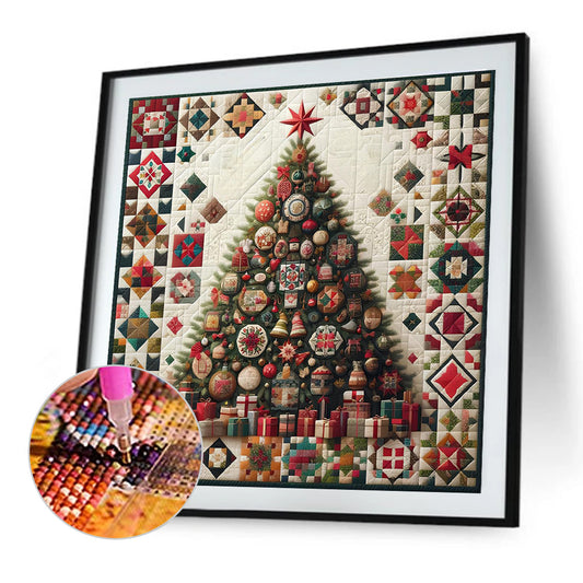Diamond Painting - Full Round - Abstract Fabric Christmas Tree (50*50CM)