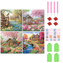 Load image into Gallery viewer, 4pcs Diamond Painting - Partial Special Shaped - Village House (40*40CM)