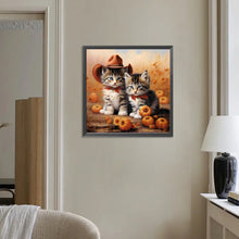 Load image into Gallery viewer, Diamond Painting - Full Round - Halloween pumpkin kitten (30*30CM)