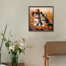 Load image into Gallery viewer, Diamond Painting - Full Round - Halloween pumpkin kitten (30*30CM)