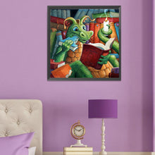 Load image into Gallery viewer, Diamond Painting - Full Round - Dinosaur reading (50*50CM)