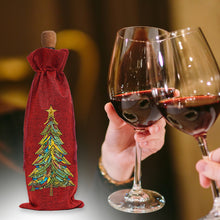 Load image into Gallery viewer, 2pcs Christmas Diamond Art Linen Wine Gift Bag Diamond Painting Red Wine Bag (A)