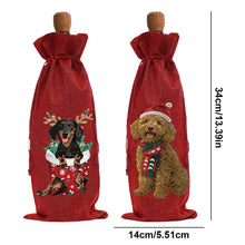 Load image into Gallery viewer, 2pcs Christmas Diamond Art Linen Wine Gift Bag Diamond Painting Red Wine Bag (B)