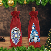 Load image into Gallery viewer, 2pcs Christmas Diamond Art Linen Wine Gift Bag Diamond Painting Red Wine Bag (D)