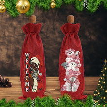 Load image into Gallery viewer, 2pcs Christmas Diamond Art Linen Wine Gift Bag Diamond Painting Red Wine Bag (E)