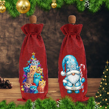 Load image into Gallery viewer, 2pcs Christmas Diamond Art Linen Wine Gift Bag Diamond Painting Red Wine Bag (F)