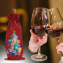 Load image into Gallery viewer, 2pcs Christmas Diamond Art Linen Wine Gift Bag Diamond Painting Red Wine Bag (F)