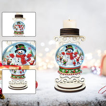 Load image into Gallery viewer, Wooden Special Shaped Christmas Snowman 5D DIY Diamond Handmade Candle Holder