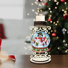 Load image into Gallery viewer, Wooden Special Shaped Christmas Snowman 5D DIY Diamond Handmade Candle Holder
