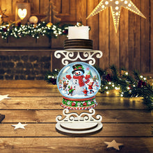Load image into Gallery viewer, Wooden Special Shaped Christmas Snowman 5D DIY Diamond Handmade Candle Holder