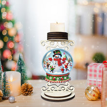 Load image into Gallery viewer, Wooden Special Shaped Christmas Snowman 5D DIY Diamond Handmade Candle Holder