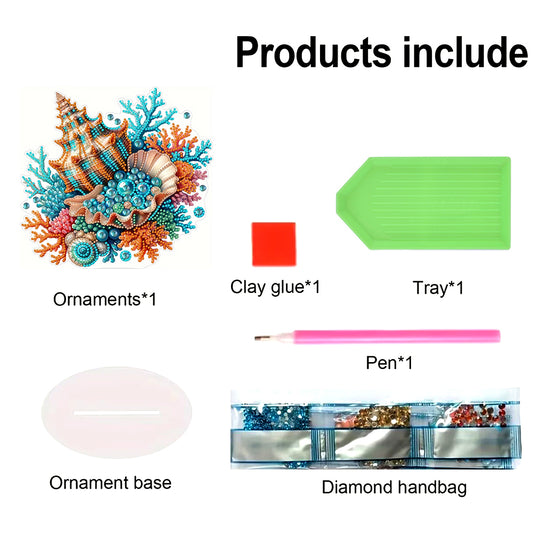 PET Beautiful Shells Desktop Diamond Art Kits Diamond Painting Desktop Ornament