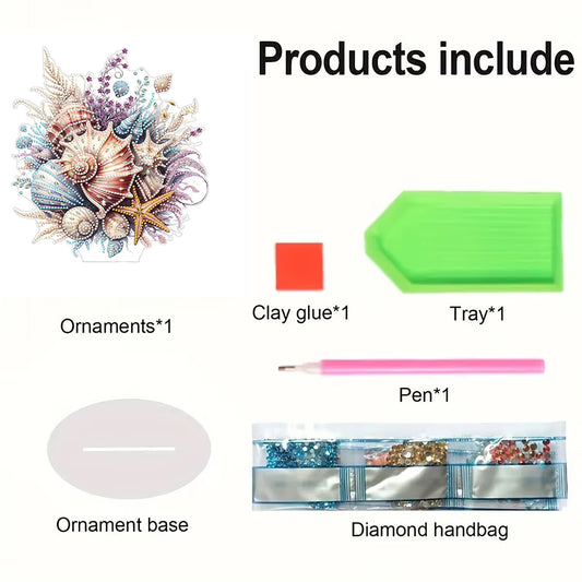PET Beautiful Shells Desktop Diamond Art Kits Diamond Painting Desktop Ornament