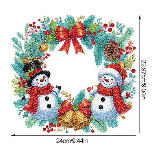 Christmas Acrylic Single-Side Diamond Painting Hanging Pendant (Snowman Wreath)