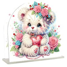 Load image into Gallery viewer, Christmas Acrylic DIY 5D Diamond Art Painting Napkin Holder Set (Rose Bear)